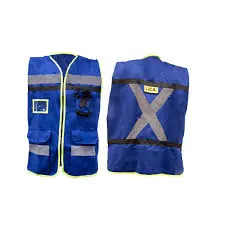 CHALECO DE SEGURIDAD TIPO RESCATISTA REFLEJANTES ALTA VISIBILIDAD CON CIERRE Y 2 BOLSAS AZUL LICA