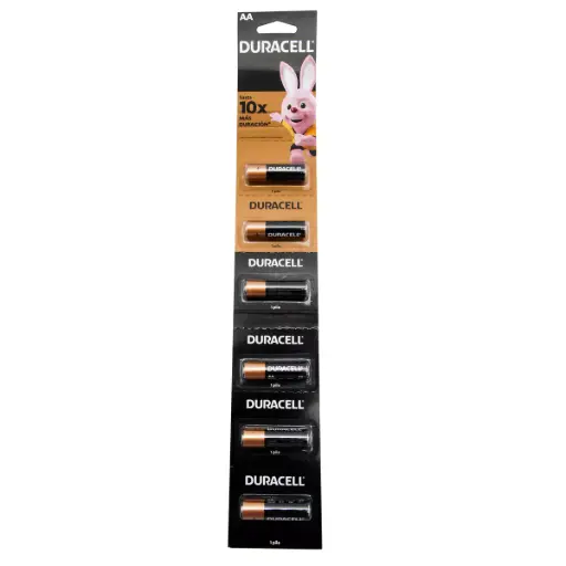 PILA ALCALINA AA DURACELL TIRA DESPRENDIBLE C/6 PZAS DURACELL